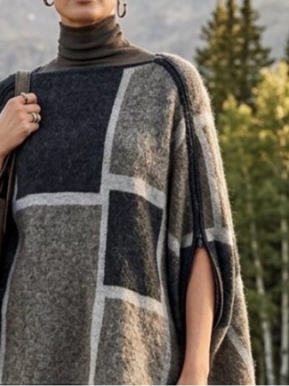 Luxurious Annette Görtz MOHAIR & ALPACA Cape Poncho Knit Sweater Coat S/M
